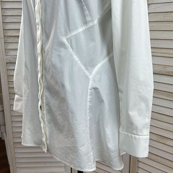 Lafayette 148 White Stretch Fit and Flare Shirt Blouse 8 - Picture 3 of 10